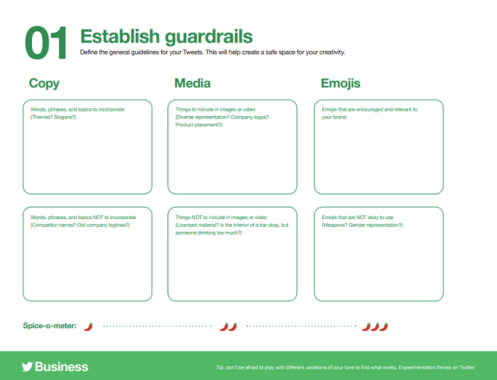 Twitter guide sheets