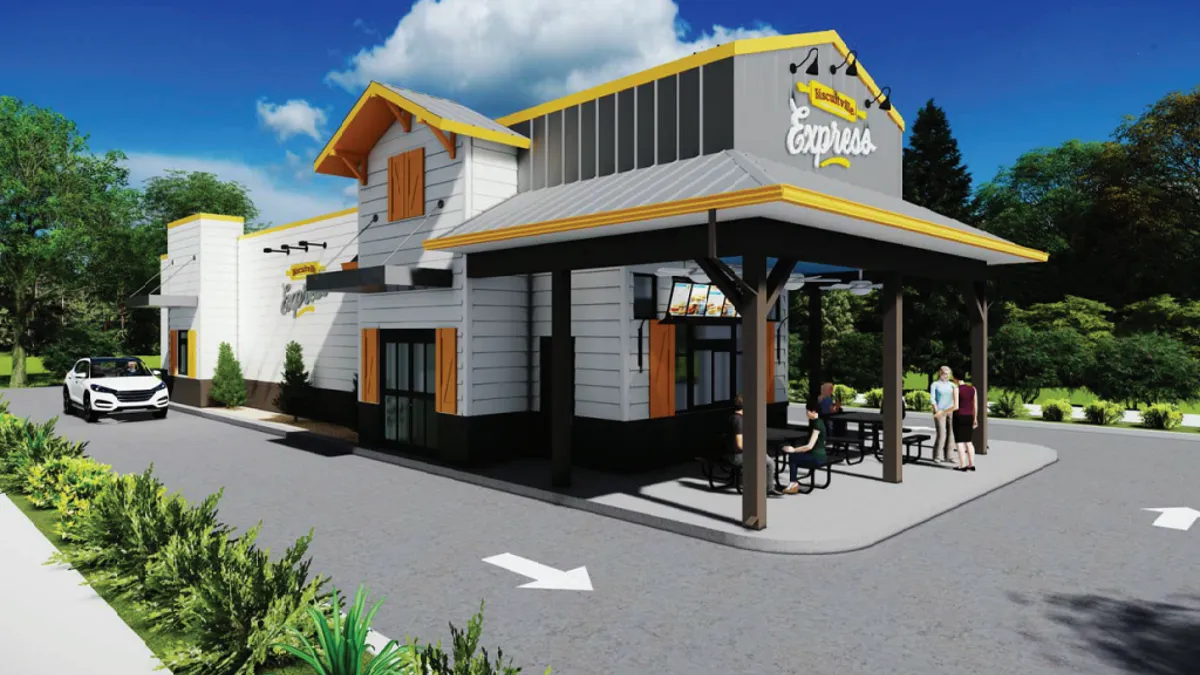 A rendering of a Biscuitville drive-thru-only unit.