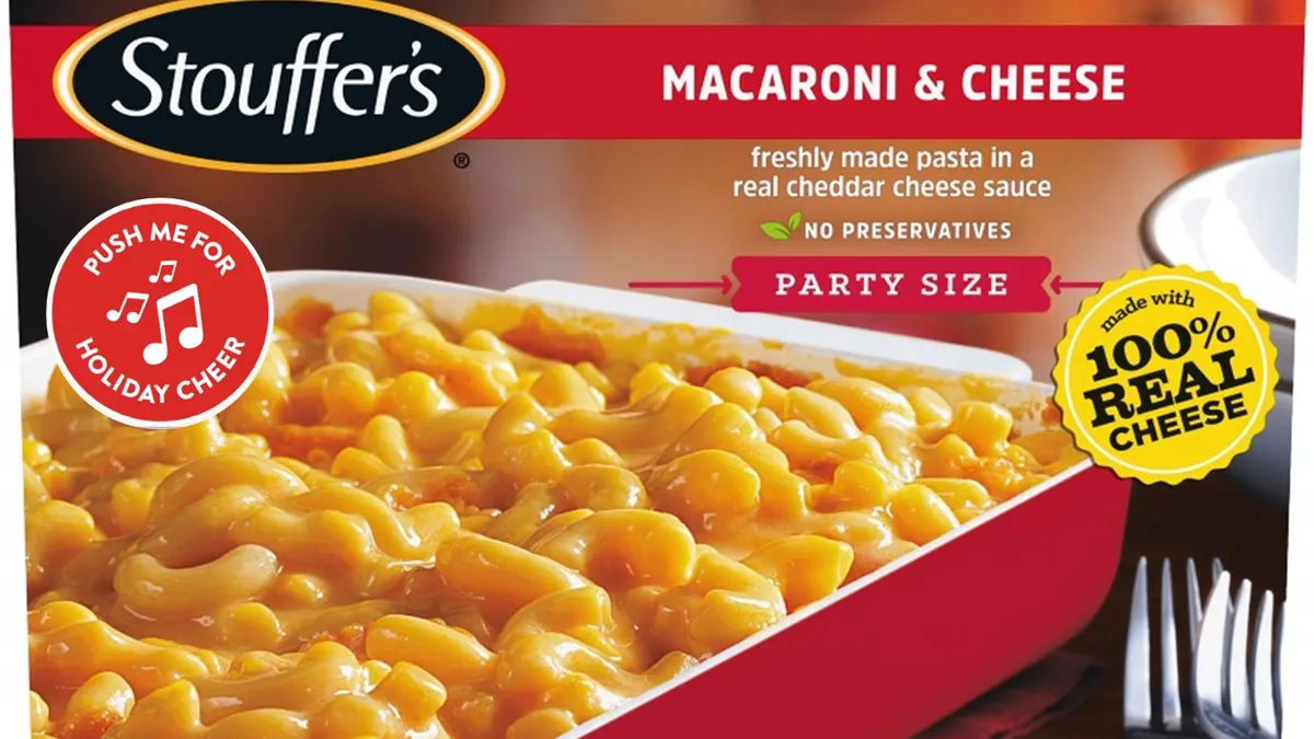 Stouffer's Singing Sticker Macaroni & Cheese launched for the holidays in 2021.