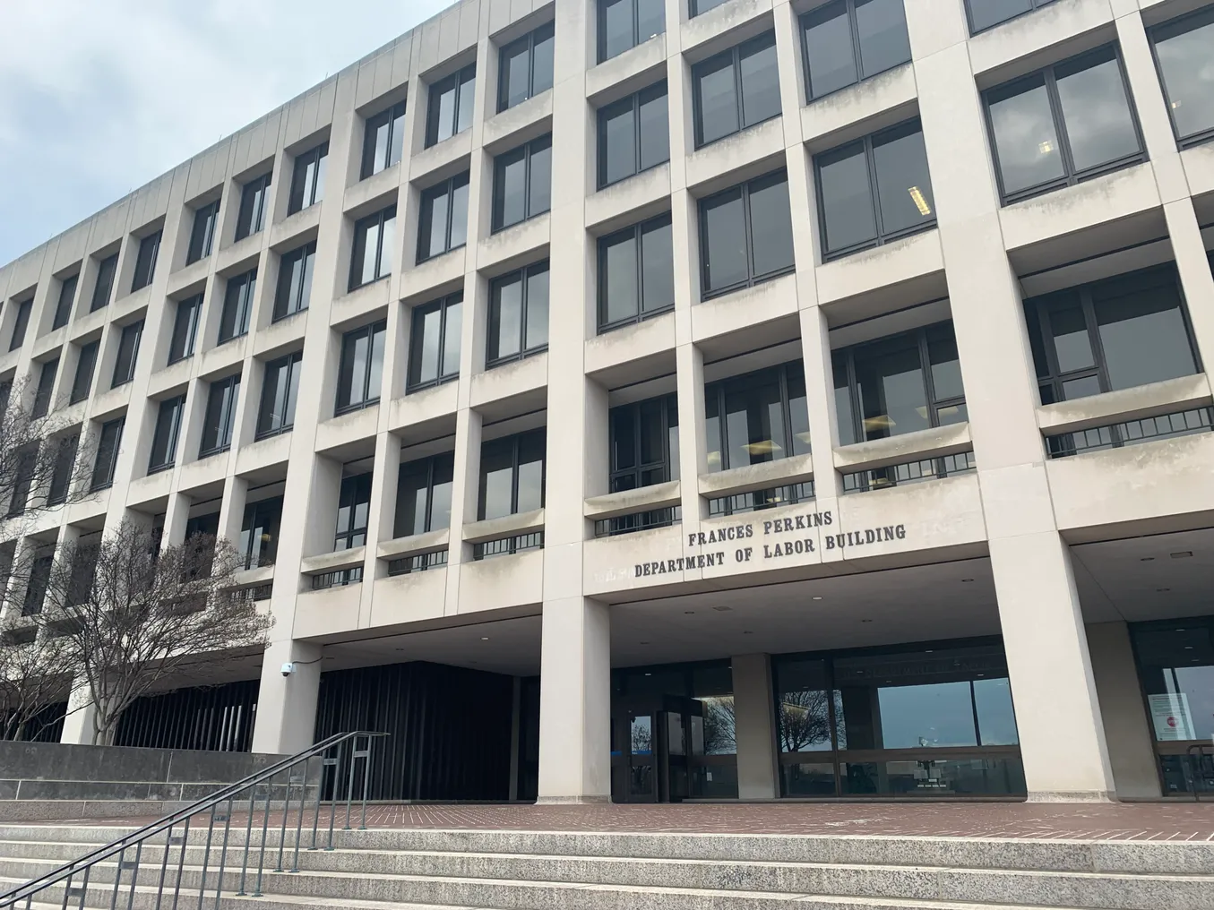 An exterior shot of the U.S. Department of Labor's headquarters.