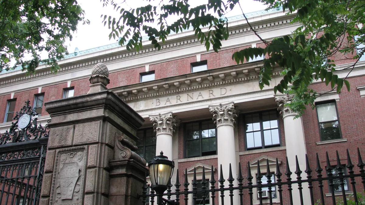 An outside view of a Barnard College building.