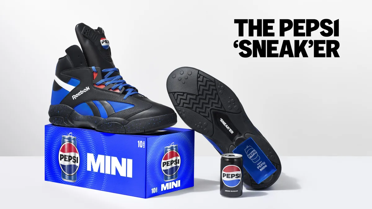 Pepsi's "'SNEAK'ER" shoes, made with Reebok and Shaquille O'Neal, that hold a Pepsi Mini Can in the soles.