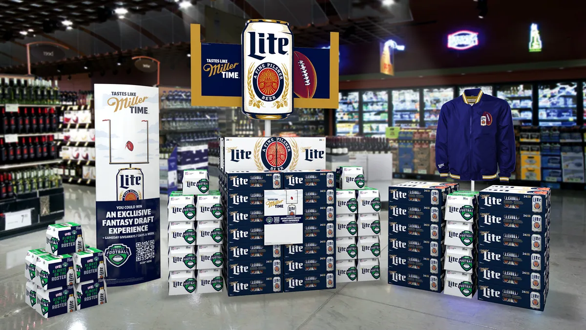 A display of Miller Lite in a store.