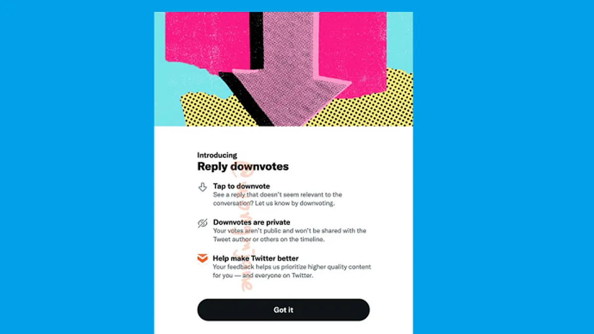 Twitter downvotes