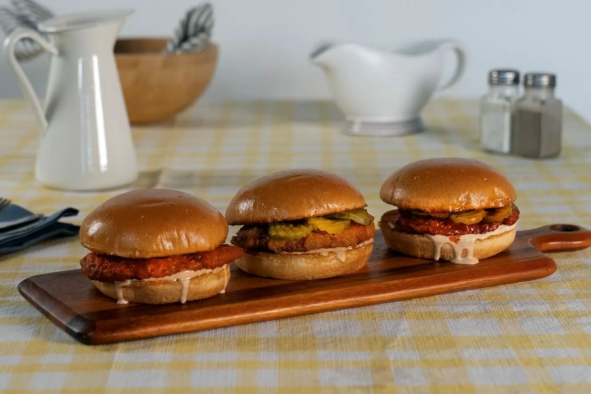 A photographof three sandwiches at Dickey's