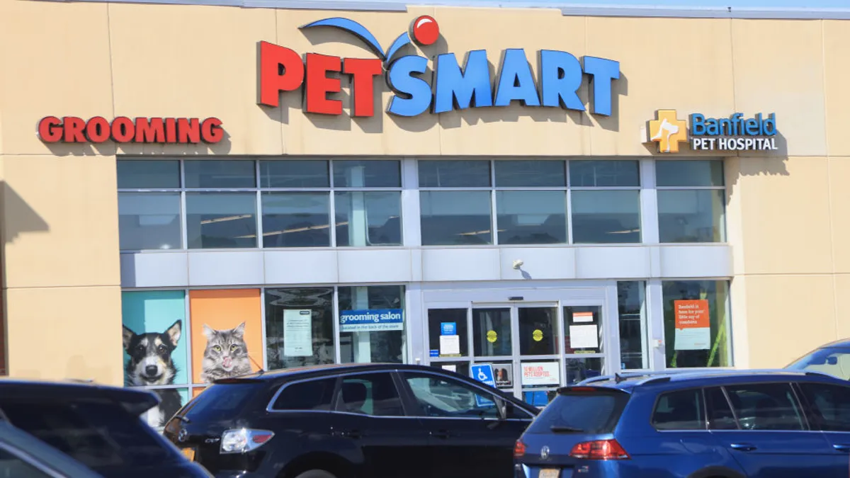 A view of a PetSmart store and its parking lot.