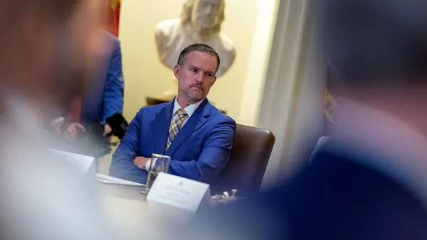 U.S. Trade Representative Jamieson Greer sits at a cabinet meeting in the White House on July 8, 2025.