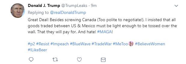A fake Donald Trump profile on Twitter