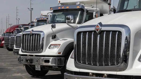 Navistar trucks at a dealership.