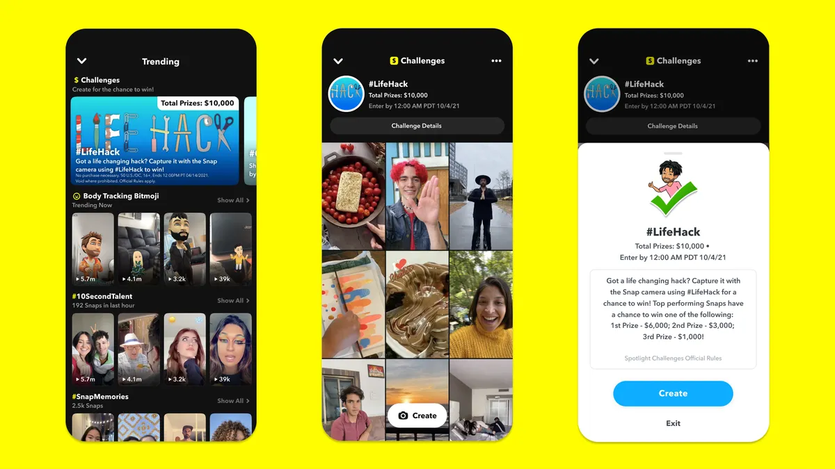 Snapchat's Challenge feature in Spotlight