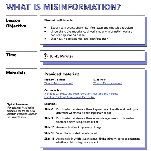YouTube misinformation education