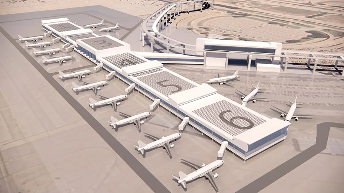 A rendering depicts the coming Terminal F Concourse at DFW International, the airport's sixth.