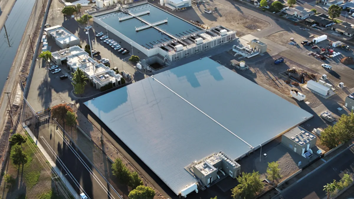 Aerial view of water conservation building