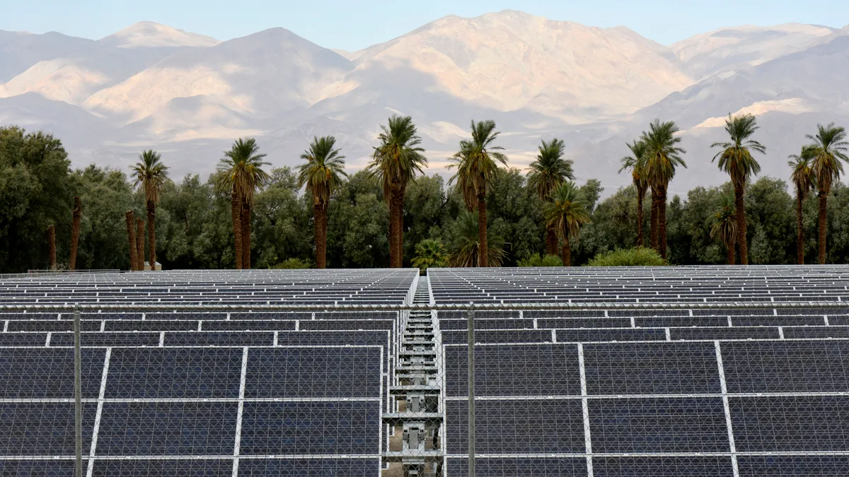 Solar farm panels in Death Valley