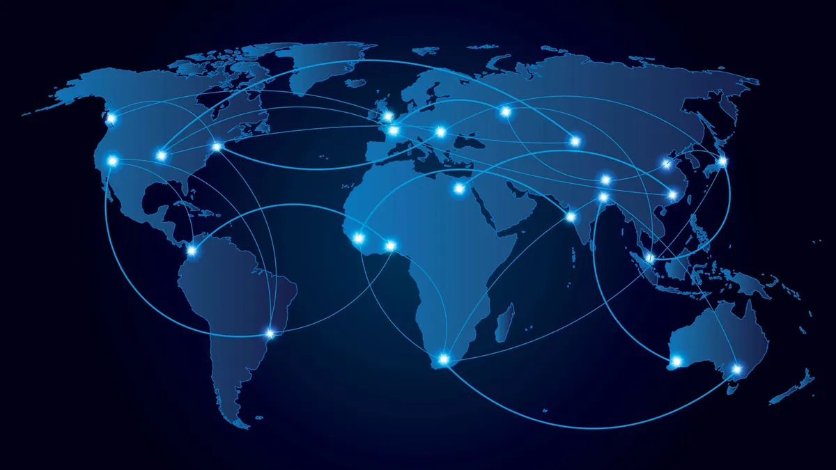 World map of global communication