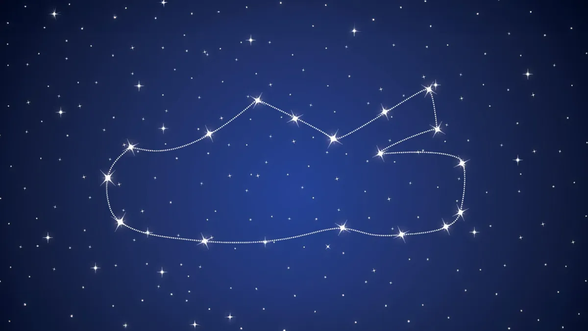 A stellar constellation in the night sky, imagined in the iconic shape of a Crocs shoe.