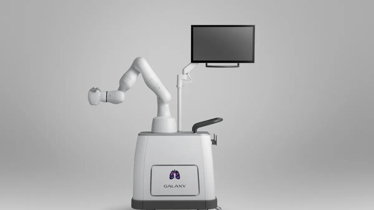 A photo of a robotic system used to perform lung biopsy surgery.