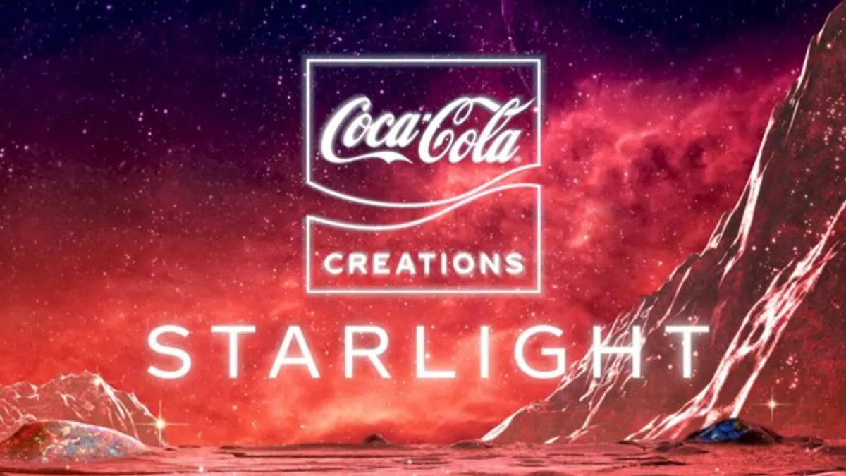 Promotional image for Coke's new Starlight product retrieved by Marketing Dive on 02/17/22