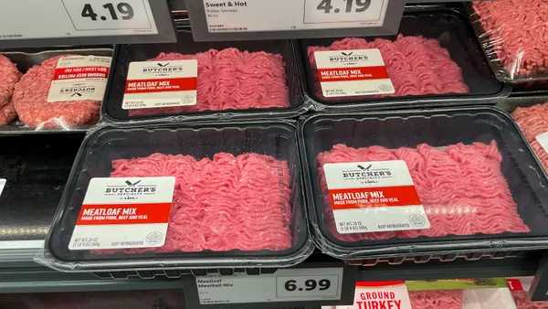 Meat on a store shelf.