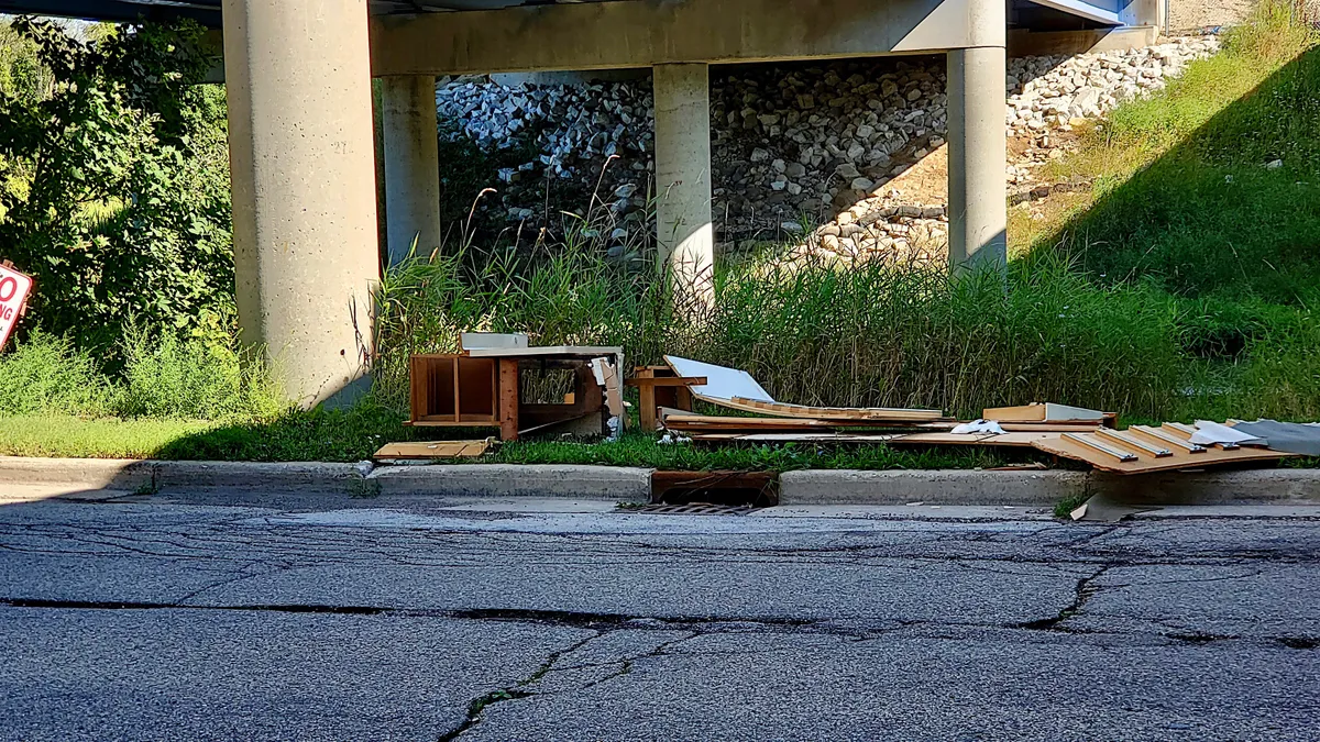 Dumped items under overpass in Wisconsin