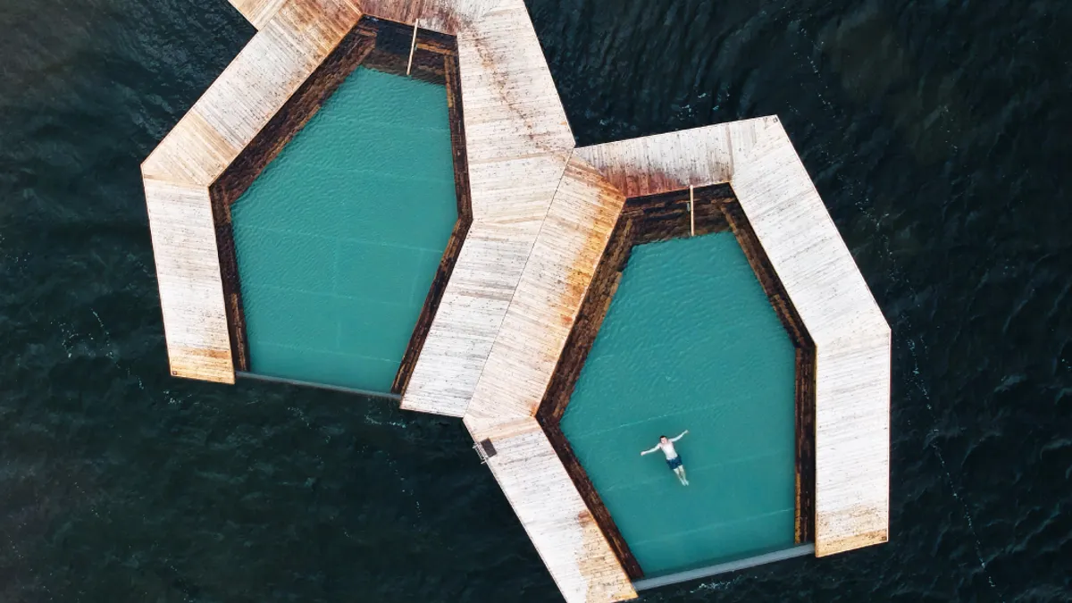 Aerial shot of holiday resort