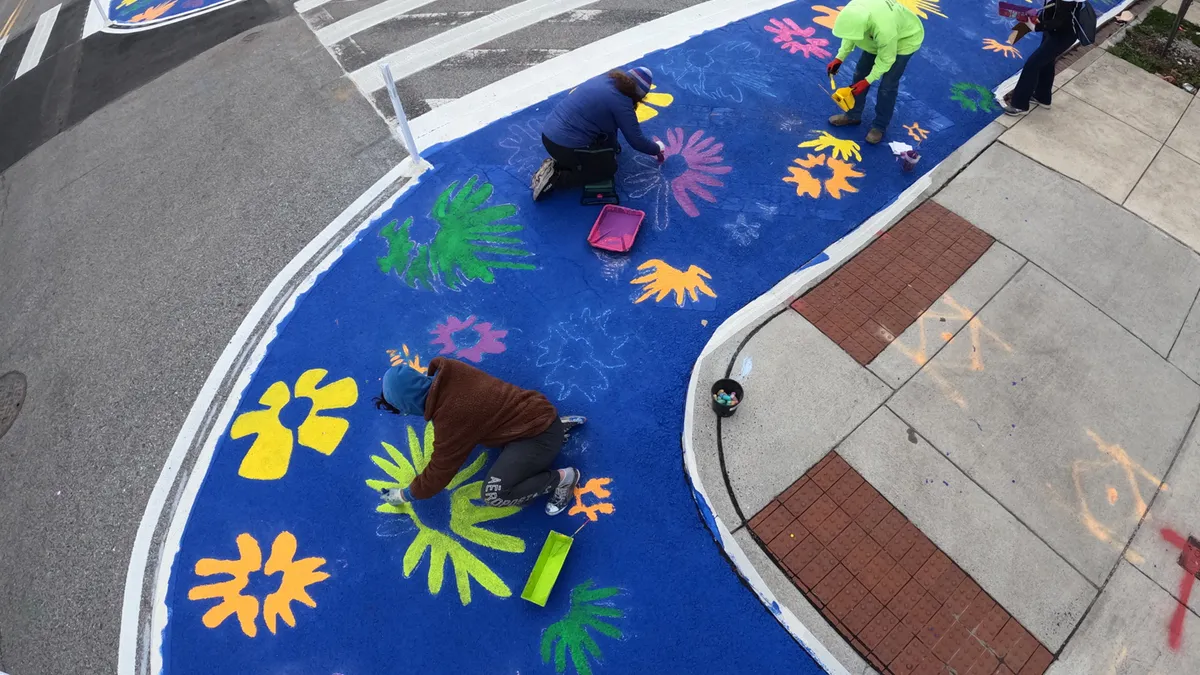 Asphalt art installation in Baltimore.