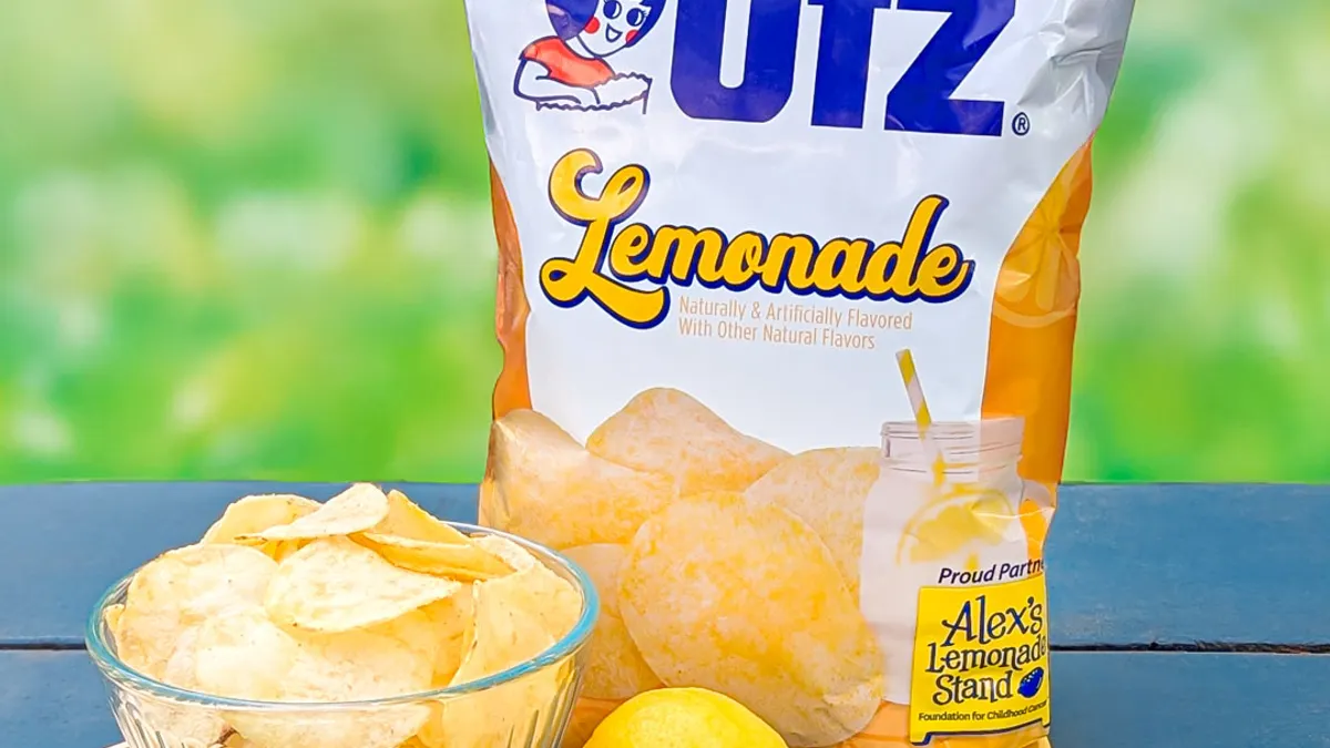 A bag of Utz lemonade-flavored chips.
