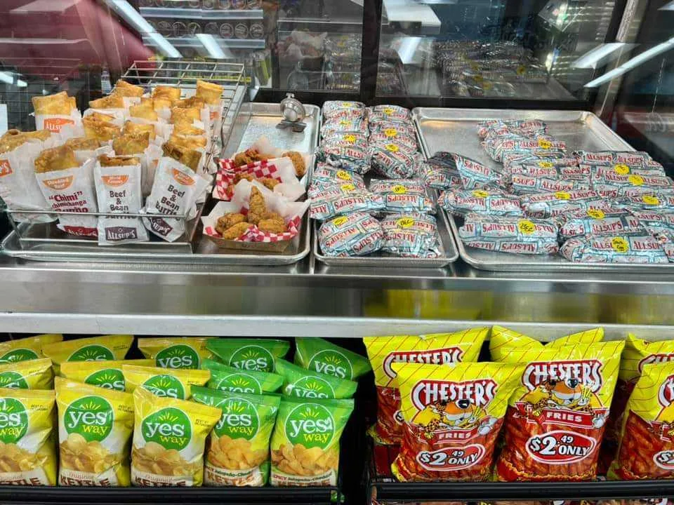 A photo of food in an Allsup's store.