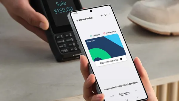 A consumer pays with Samsung Wallet