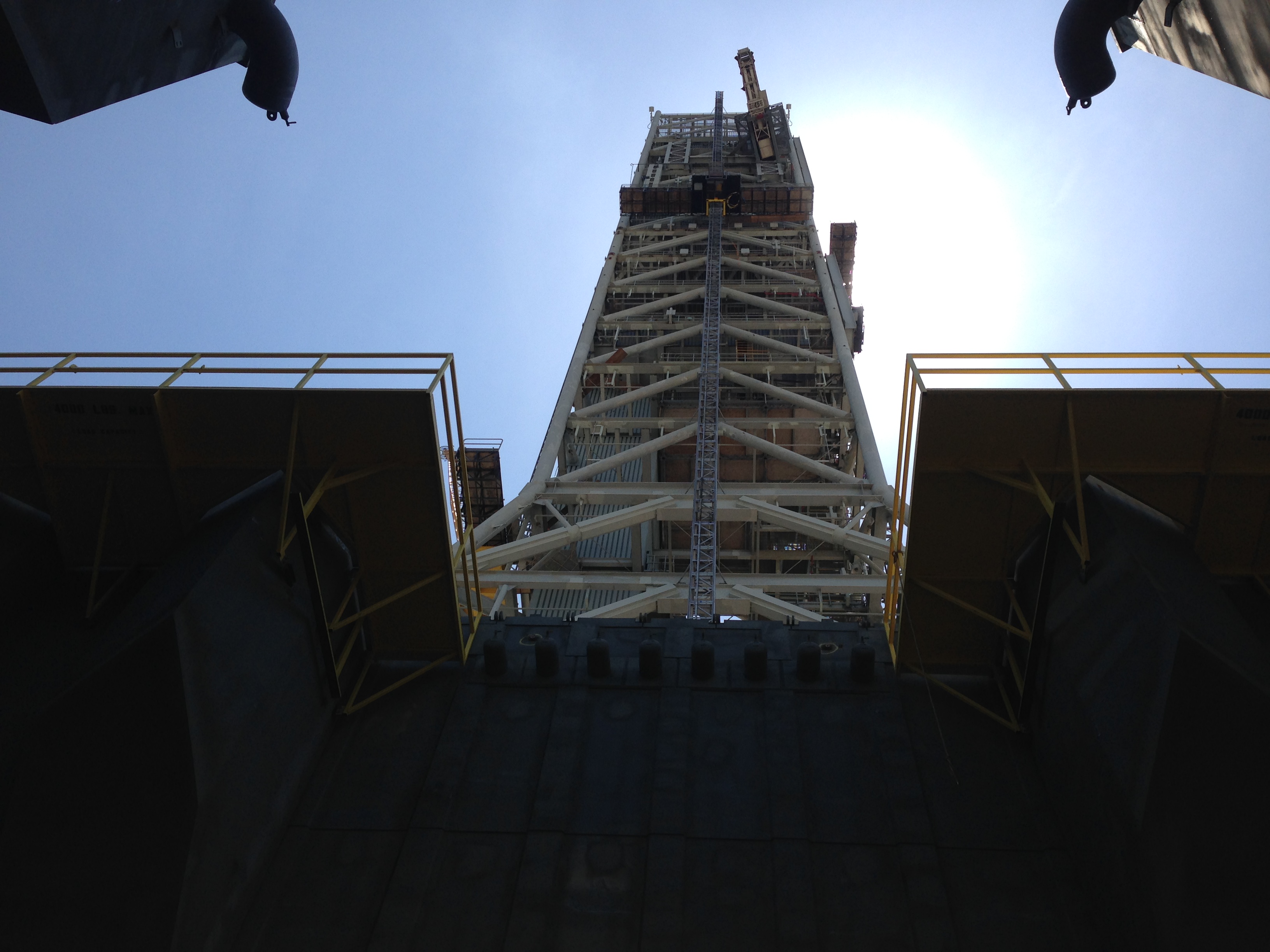 NASA mobile launcher view from below