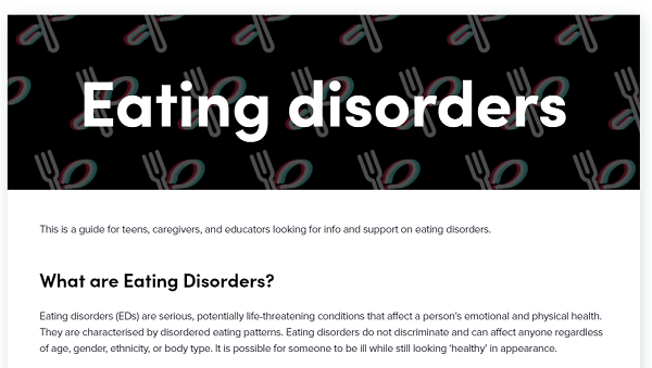 TikTok Eating Disorder guide