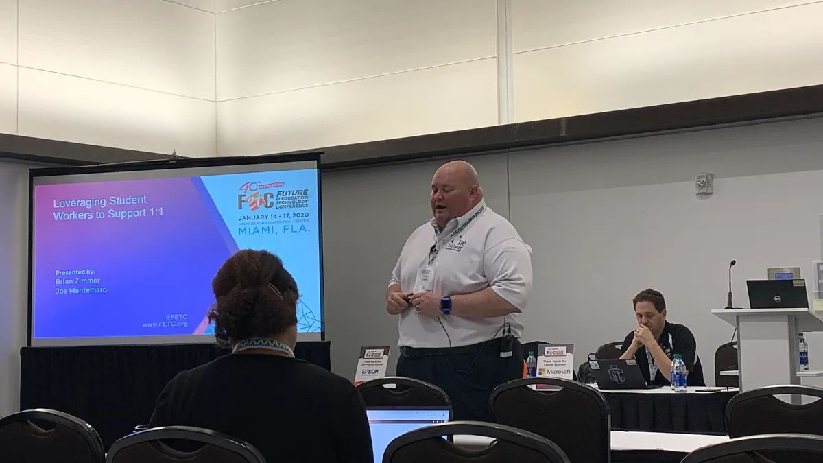 Webster Central School District Director of Education Technology Brian Zimmer addresses a session at FETC 2020