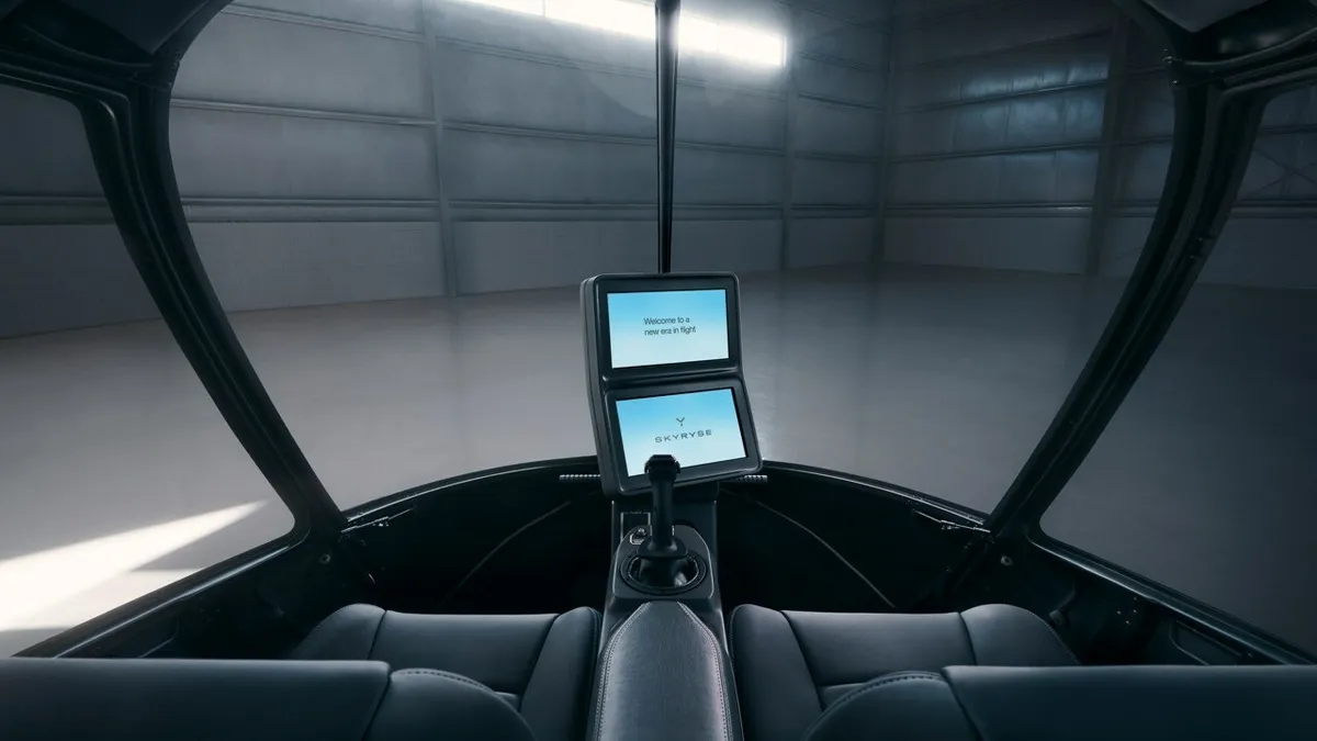 The interior of the Skyryse One helicopter.