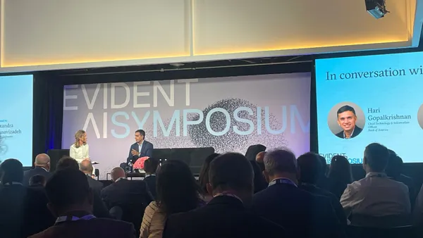 Hari Gopalkrishnan, chief technology and information officer at Bank of America, speaks during the Evident AI Symposium in New York City on Oct. 22, 2026.