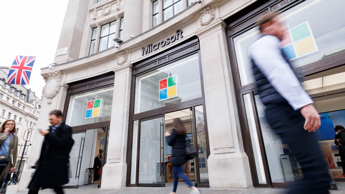 A general view outside the Microsoft Experience Centre in Oxford Circus on April 26, 2023 in London, England.