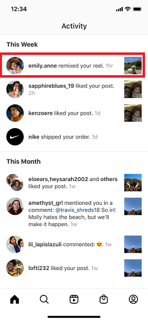 Remix notification