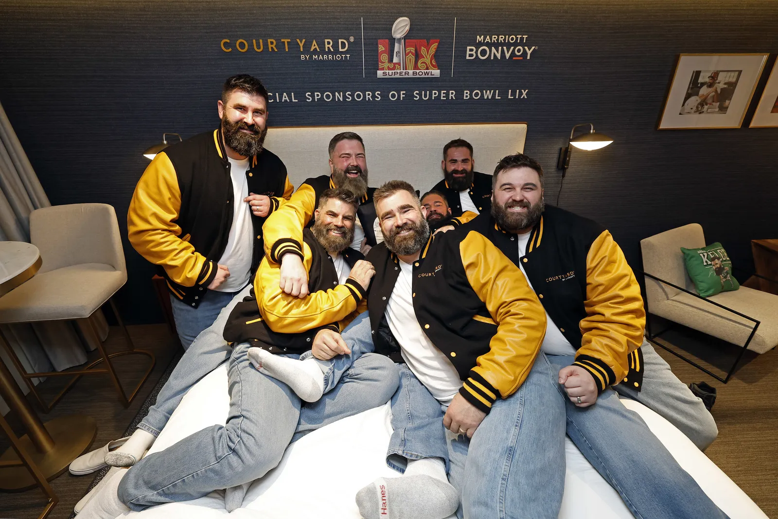 Jason Kelce and lookalikes for Courtyard Marriott