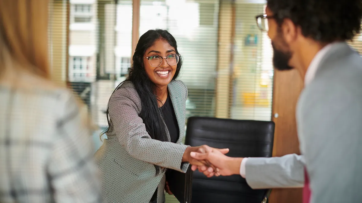 young graduate keen to impress at her first interview