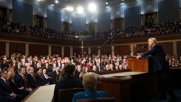 U.S. President Donald Trump addresses a joint session of Congress at the U.S. Capitol on March 4 in Washignton, D.C.