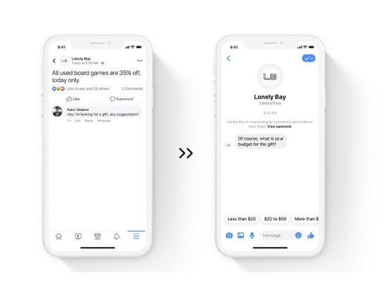Facebook private replies update