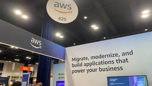 The AWS booth at the Gartner IT Symposium/Xpo in Orlando, Florida on Oct. 23, 2024.