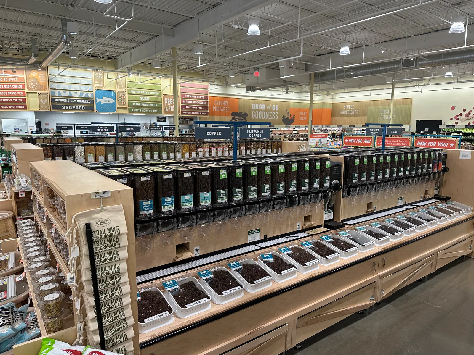 Sprouts' bulk bins with gravity dispensers