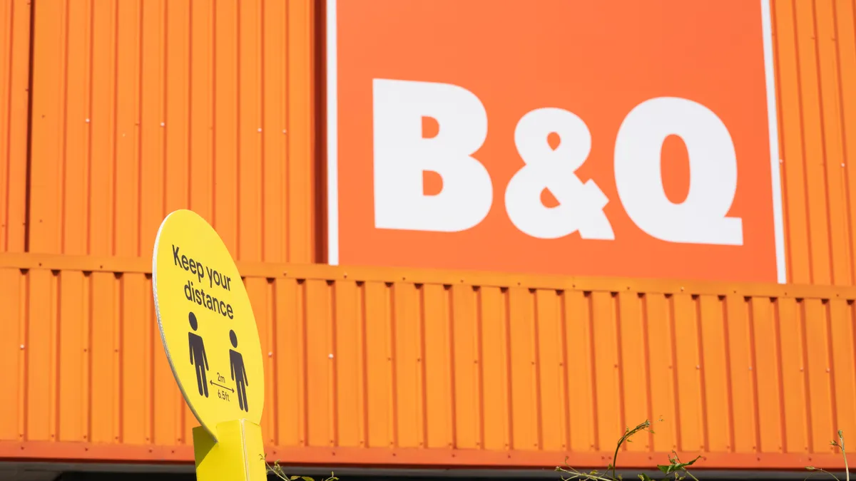 An orange store logo sign that says BQ