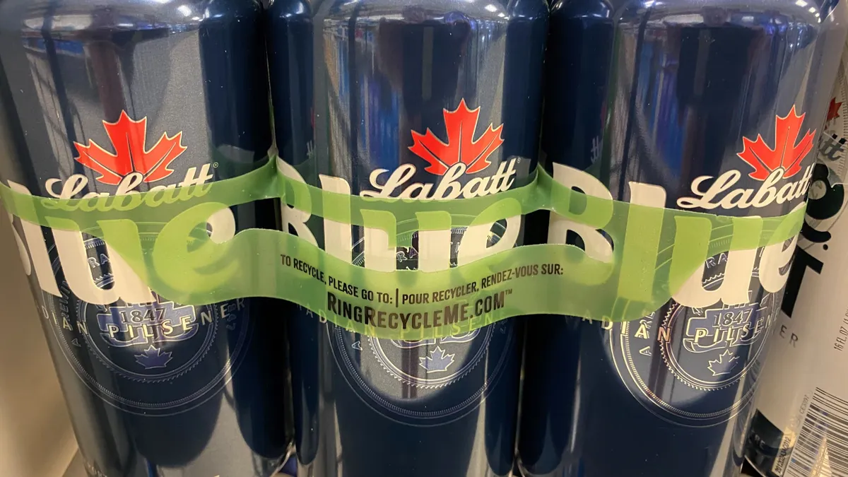 Labatt recyclable beer carrier rings