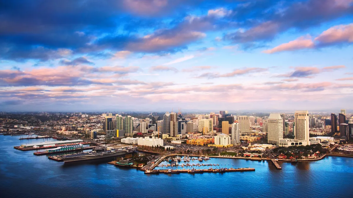 Aerial view of San Diego Skyline