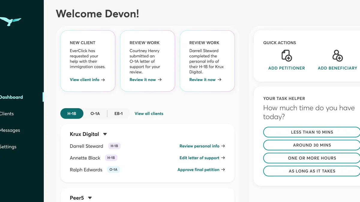 The Formally immigration platform dashboard