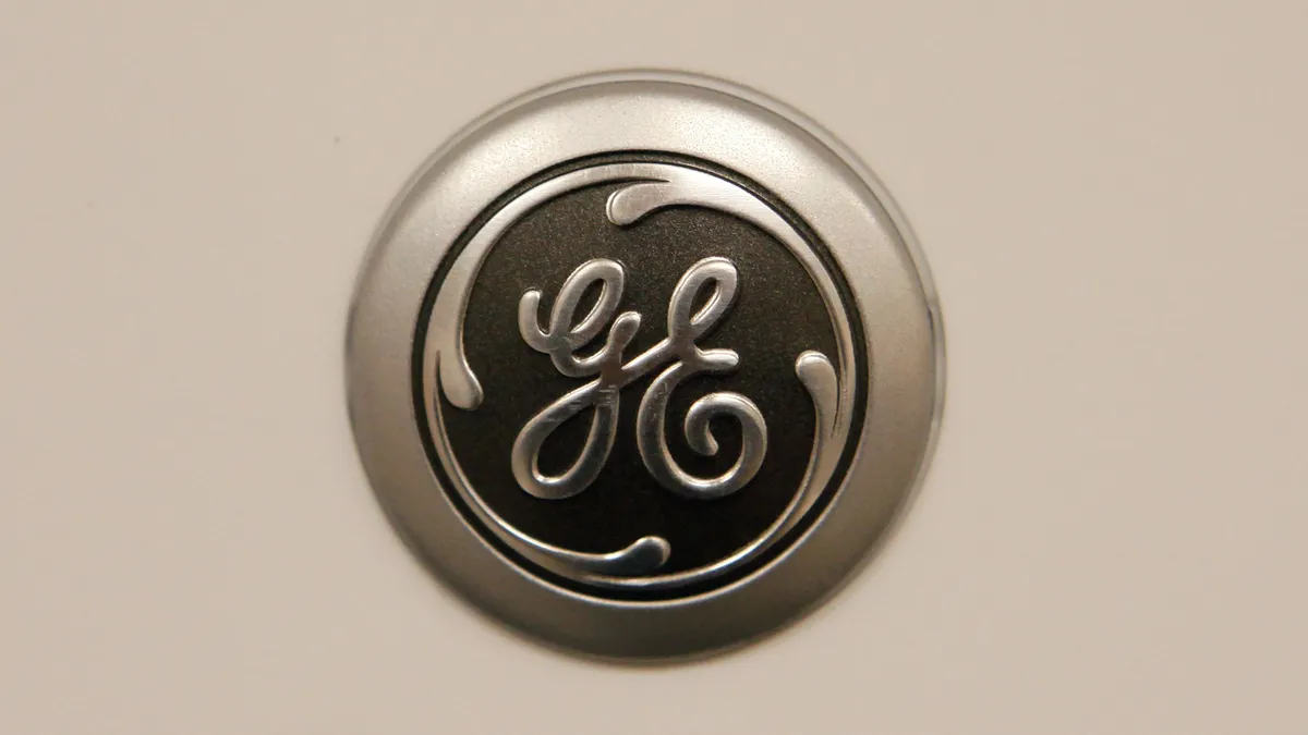 Close-up of GE business logo