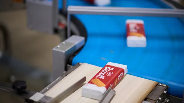A production line manufacturing Biscoff cookies is seen.