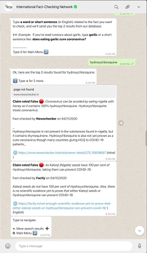 WhatsApp Misinformation bot