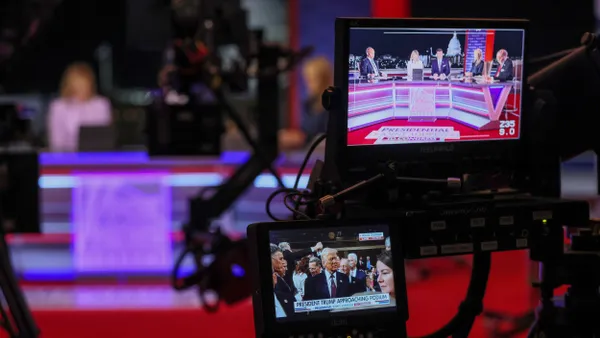 A view of President Donald Trump on a camera monitor.